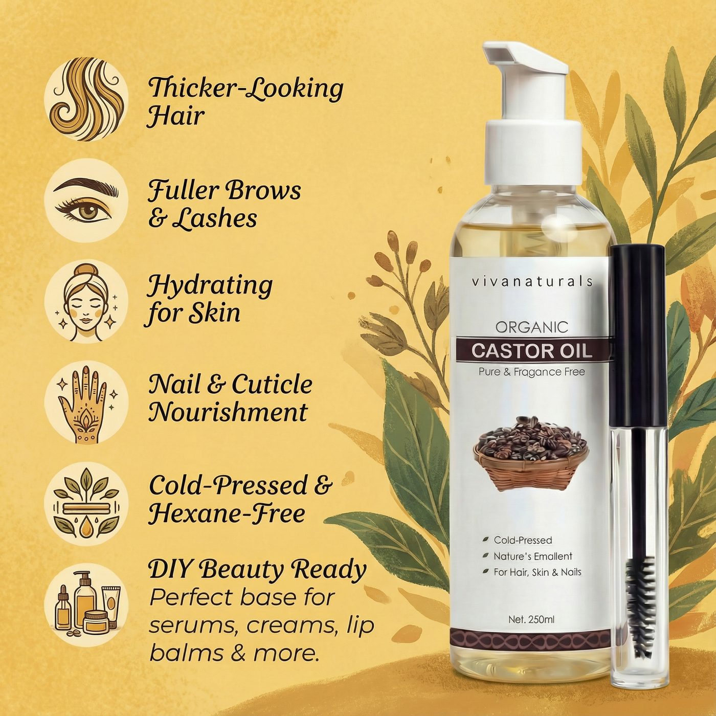 VIVA NATURAL CASTOR OIL 250ML + RIMEL